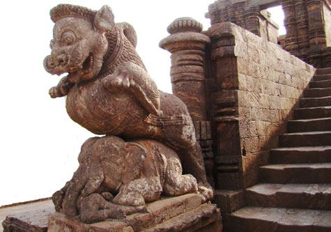 Konark Figure - Lion Upon Elephant Upon Man